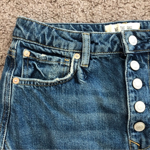 Free People We The Free A Line Distressed Denim Mini Skirt - Picture 9 of 12